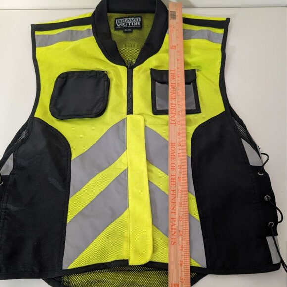 Bravo Victor Military Spec Hi Vis Motorcycle Vest Mens XL- 4XL Adjustable Sizing - Picture 12 of 13